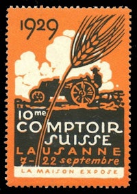 a postage stamp with an image of a tractor